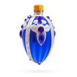 Glass Royal Blue with Silver Glitter and Gem Accents Mini Glass Egg Ornament 2.9 Inches in Blue color Oval