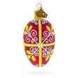 Glass Red and Gold Swirl Design Mini Glass Egg Ornament 2.9 Inches in Red color Oval