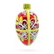 Glass Red and Gold Swirl Design Mini Glass Egg Ornament 2.9 Inches in Red color Oval