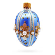 Glass Powder Blue with Gold Glitter and Pearl Accents Mini Glass Egg Ornament 2.9 Inches in Blue color Oval