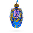 Glass Royal Blue with Gold Glitter and Iridescent Sequins Mini Glass Egg Ornament 2.9 Inches in Blue color Oval