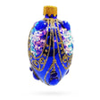 Glass Royal Blue with Gold Glitter and Iridescent Sequins Mini Glass Egg Ornament 2.9 Inches in Blue color Oval