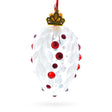 Glass White with Red Gem Accents and Leaf Design Mini Glass Egg Ornament 2.9 Inches in White color Oval