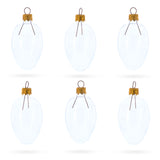 Glass Set of 6 Clear Mini Glass Egg Ornaments 2.9 Inches in Clear color Oval