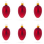 Glass Set of 6 Matte Red Mini Glass Egg Ornaments 2.9 Inches in Red color Oval