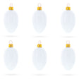 Glass Set of 6 Glossy White Mini Glass Egg Ornaments 2.9 Inches in White color Oval