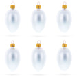 Glass Set of 6 Matte  White Mini Glass Egg Ornaments 2.9 Inches in White color Oval