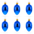 Glass Set of 6 Glossy Blue Mini Glass Egg Ornaments 2.9 Inches in Blue color Oval