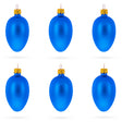 Glass Set of 6 Matte Blue  Mini Glass Egg Ornaments 2.9 Inches in Blue color Oval