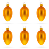 Glass Set of 6 Matte Gold Mini Glass Egg Ornaments 2.9 Inches in Gold color Oval