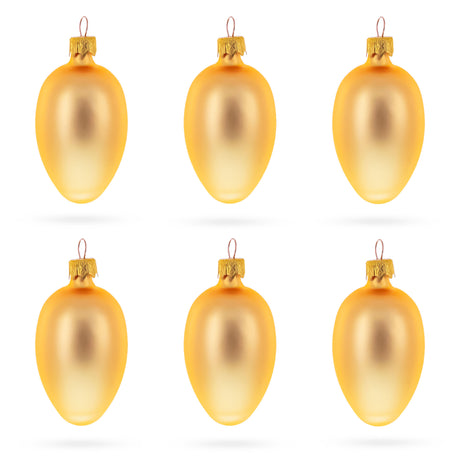 Glass Set of 6 Rose Gold Mini Glass Egg Ornaments 2.9 Inches in Gold color Oval