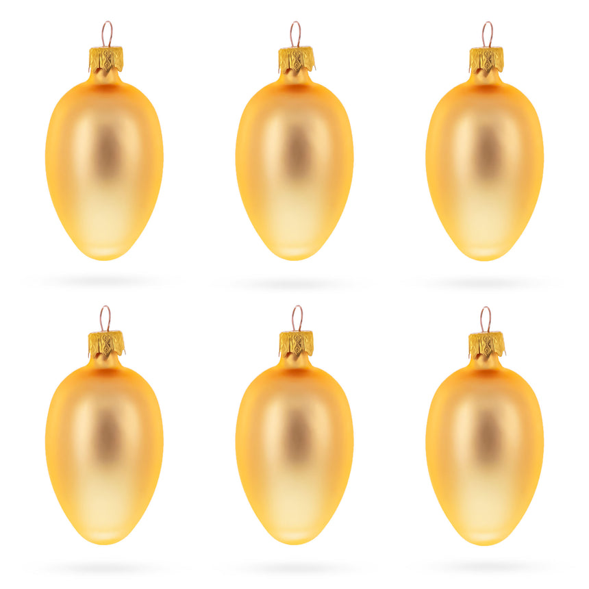 Glass Set of 6 Rose Gold Mini Glass Egg Ornaments 2.9 Inches in Gold color Oval