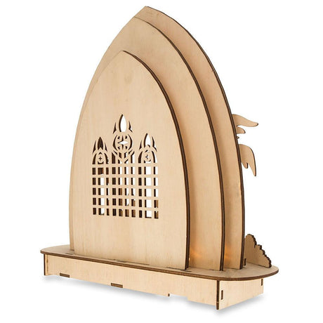 Wooden Nativity Scene Set with LED Lights 11 Inches ,dimensions in inches: 11 x 10.4 x 10.4