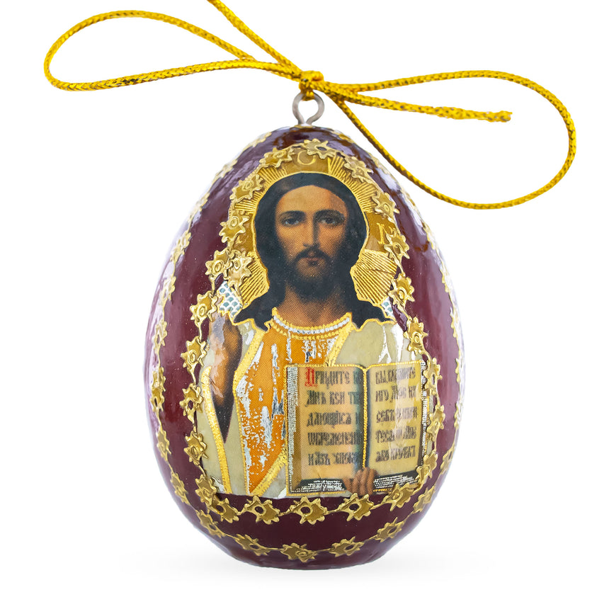 Wood Jesus Christ Brown Wooden Easter Egg in Multi color