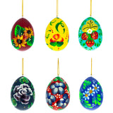 Wood Flowery Painting Multicolored Wooden Easter Egg Ornaments in Multi color