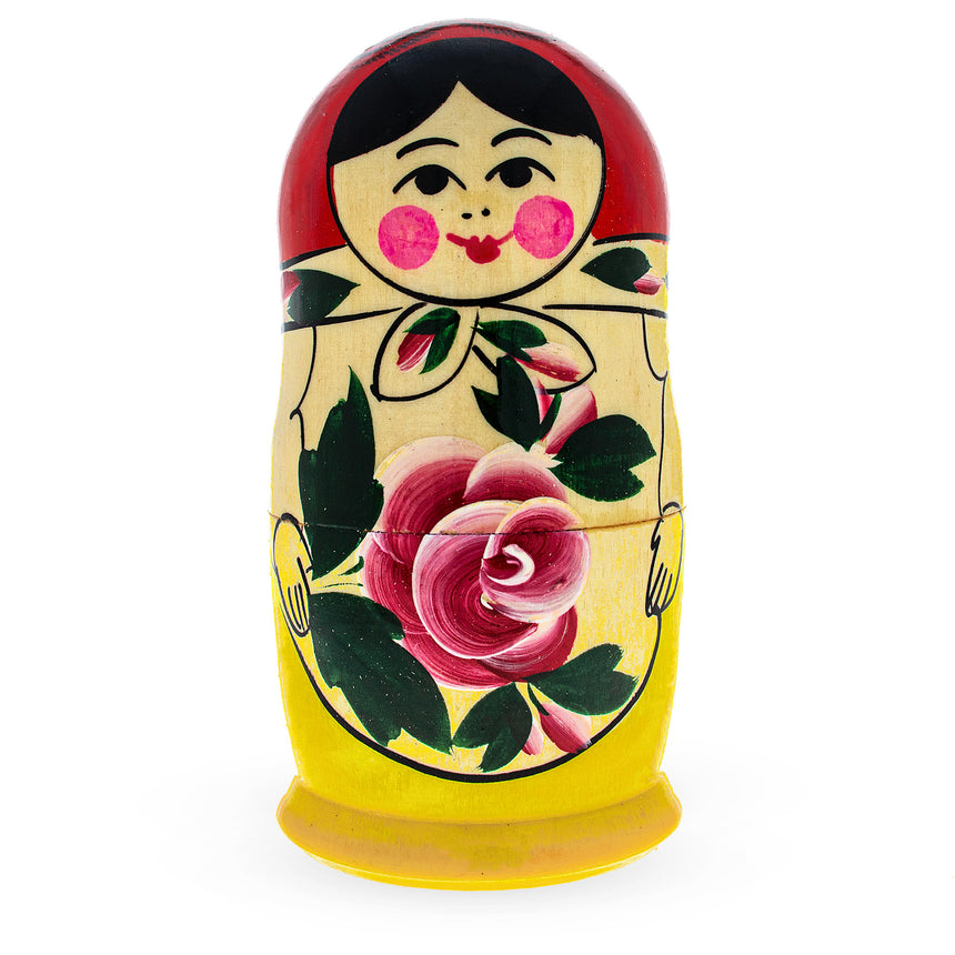 BestPysanky online gift shop sells traditional stackable matryoshka stacking toy babushka Russian authentic for kids little Christmas nested matreshka wood hand painted collectible figurine figure statuette floral flowers semenov