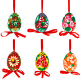 Wood Flowery Painting Multicolored Wooden Easter Egg Ornaments in Multi color