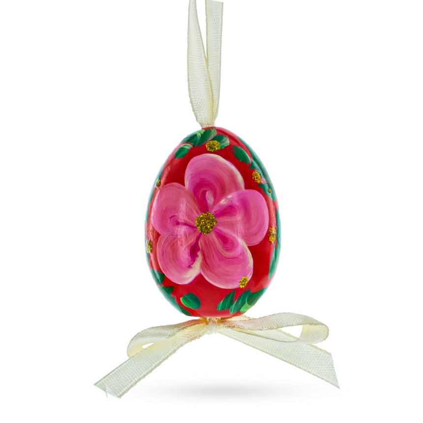 Flowery Painting Miniatured Multicolored Wooden Easter Egg Ornaments