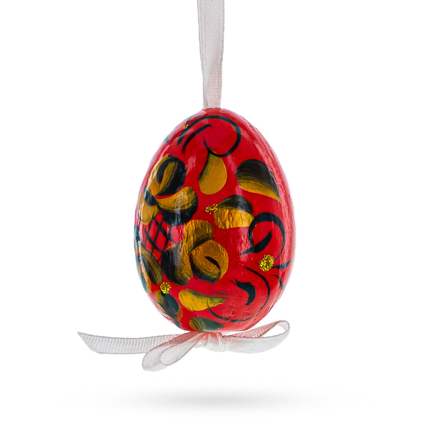 Flowery Painting Miniatured Multicolored Wooden Easter Egg Ornaments