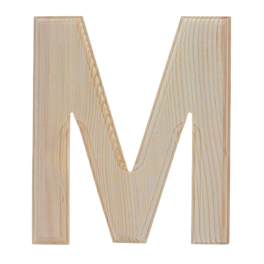 Wood Unfinished Wooden Arial Font Letter M (6.25 Inches) in Beige color