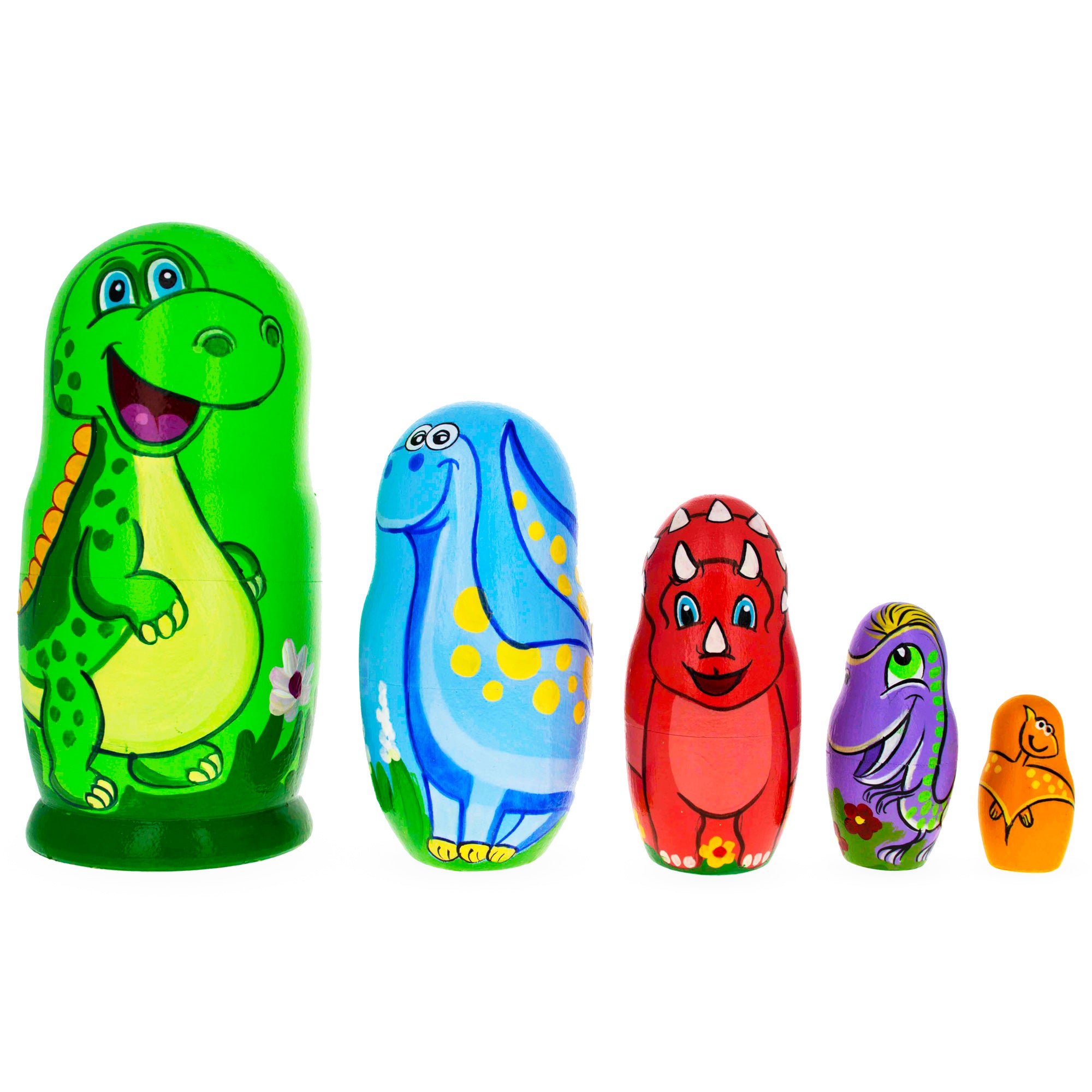 Buy Set of 5 Dinosaurs Wooden Nesting Dolls 6 Inches BestPysanky