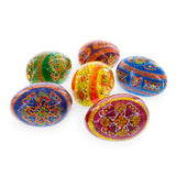 Set of 6 Folk Art Patterns Wooden Ukrainian Easter Eggs 2.5 InchesUkraine ,dimensions in inches: 2.5 x 1.85 x 1.85