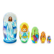 Wood Set of 5 Jesus Christ Rising, Angel and Easter Eggs Wooden Nesting Dolls 6 Inches in Multi color