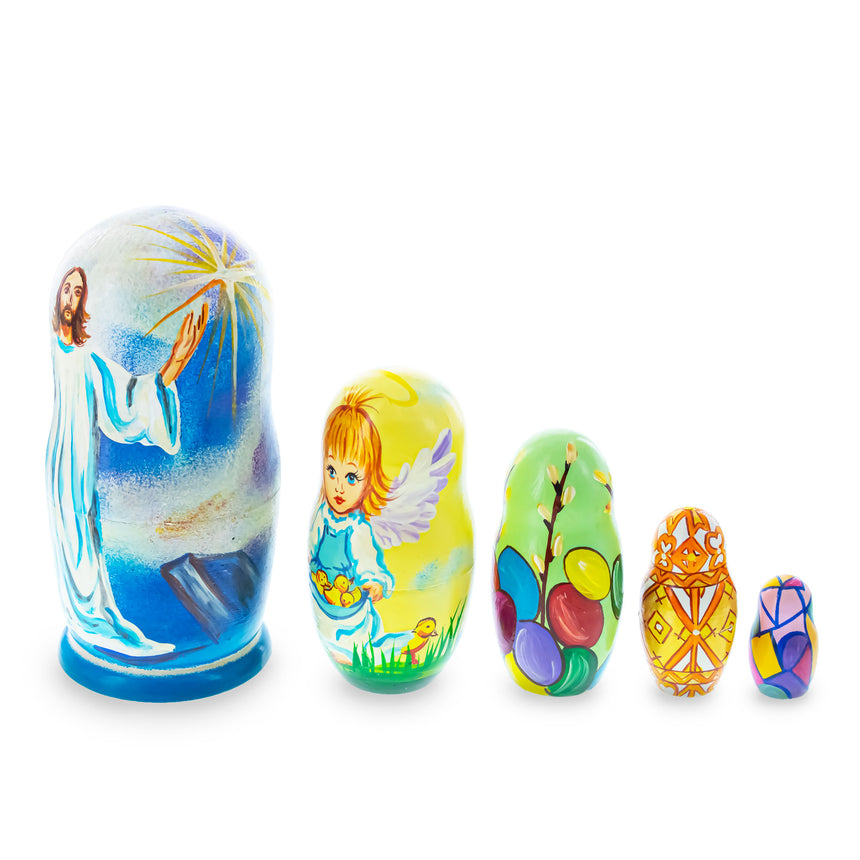 BestPysanky online gift shop sells religious nativity Christian stackable matryoshka stacking toy babushka Russian authentic for kids little Christmas nested matreshka wood hand painted collectible figurine figure statuette