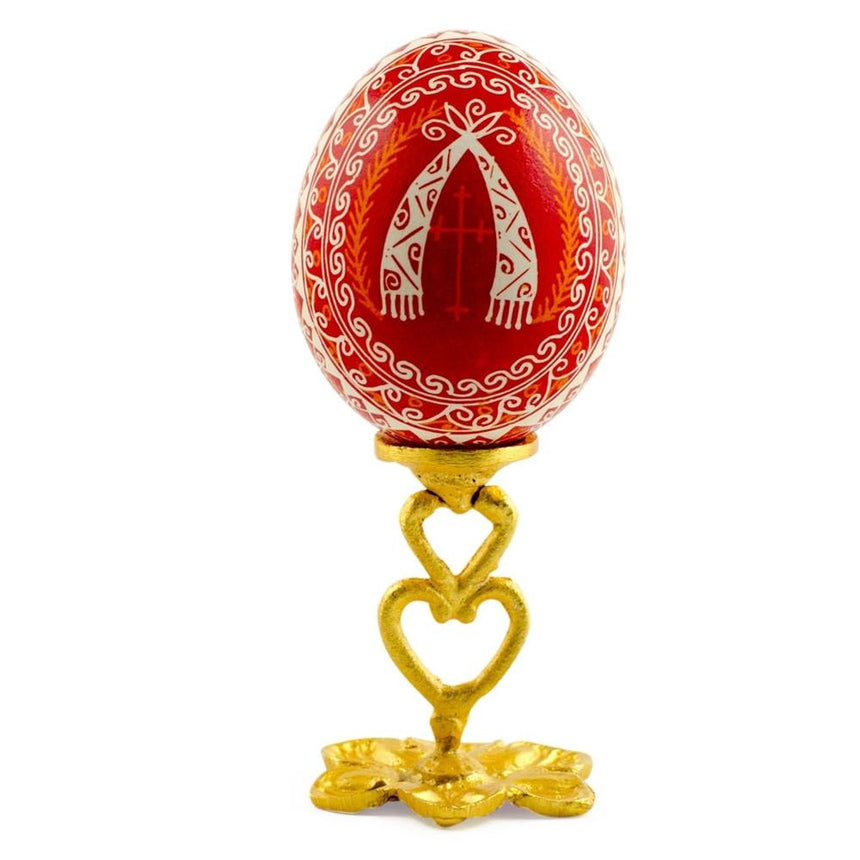 Metal Rough Surface Heart Shape Metal Egg Stand in Gold color