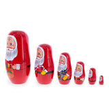 Set of 6 Santa with Christmas Gifts Wooden Nesting Dolls 5.5 Inches ,dimensions in inches: 5.5 x 7 x