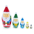 Wood Set of 5 Multicolor Santa with Christmas Gifts Wooden Nesting Dolls 5.5 Inches in Red color