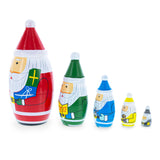 Set of 5 Multicolor Santa with Christmas Gifts Wooden Nesting Dolls 5.5 Inches ,dimensions in inches: 5.5 x 3.7 x