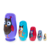 Set of 5 Wise Owls Family Wooden Nesting Dolls 5.75 Inches ,dimensions in inches: 5.75 x 1.8 x