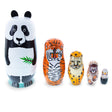 Wood Panda, Tiger, Leopard, Monkey, Eagle Wooden Nesting Dolls in Multi color