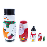 Santa, Snowman & Christmas Tree Wooden Nesting Dolls 5 Inches ,dimensions in inches: 5 x 2.3 x