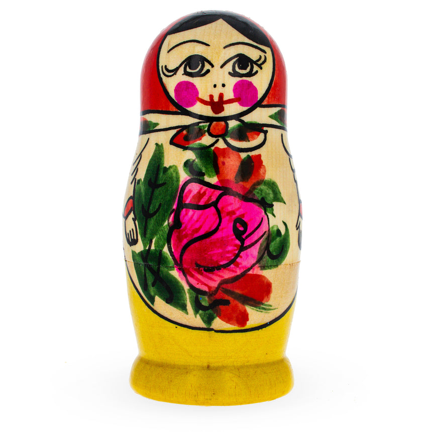 BestPysanky online gift shop sells traditional stackable matryoshka stacking toy babushka Russian authentic for kids little Christmas nested matreshka wood hand painted collectible figurine figure statuette floral flowers semenov