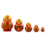 Wood Set of 5 Klementina Nesting Dolls  5 Inches in Red color