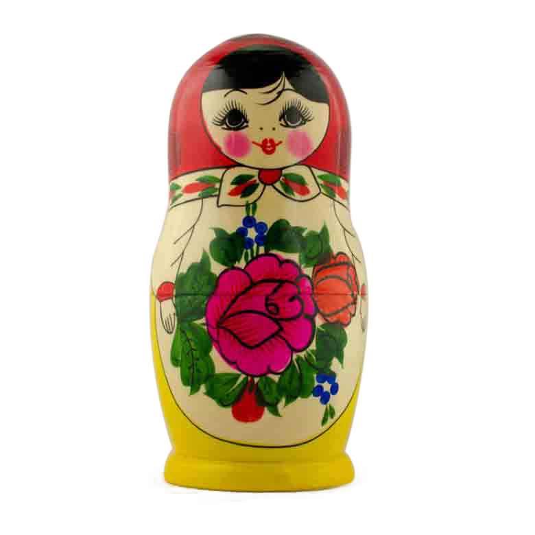 Set of 7 Wooden Dolls Nesting Dolls 7 Inches ,dimensions in inches: 7 x 3.4 x 3.4