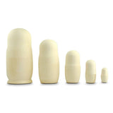 Wood Set of 5 Unpainted Blank Wooden Nesting Dolls 7 Inches in Beige color