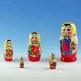 Set of 5 Unpainted Blank Wooden Nesting Dolls 7 Inches ,dimensions in inches: 7 x 7 x