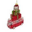 Glass Hippie's Retro Bus Blown Glass Christmas Ornament in Red color