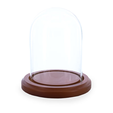 Wood Walnut Wood Base Glass Dome 4 Inches x 3 Inches in Clear color