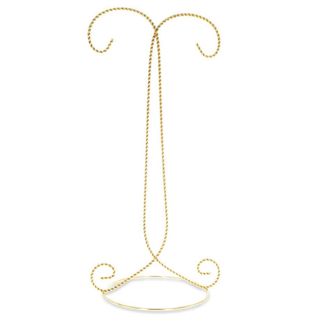 Metal Two Branches Twisted Gold Tone Metal Ornaments Stand 15 Inches in Gold color