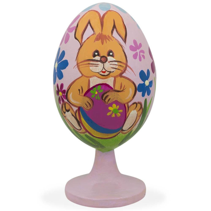 Wood Bunny Decorating Easter Egg Wooden Figurine in Multi color Oval