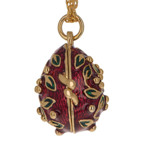 Royal Ladybug: Red Egg Pendant Necklace with Charm ,dimensions in inches: 20 x 1 x 0.5