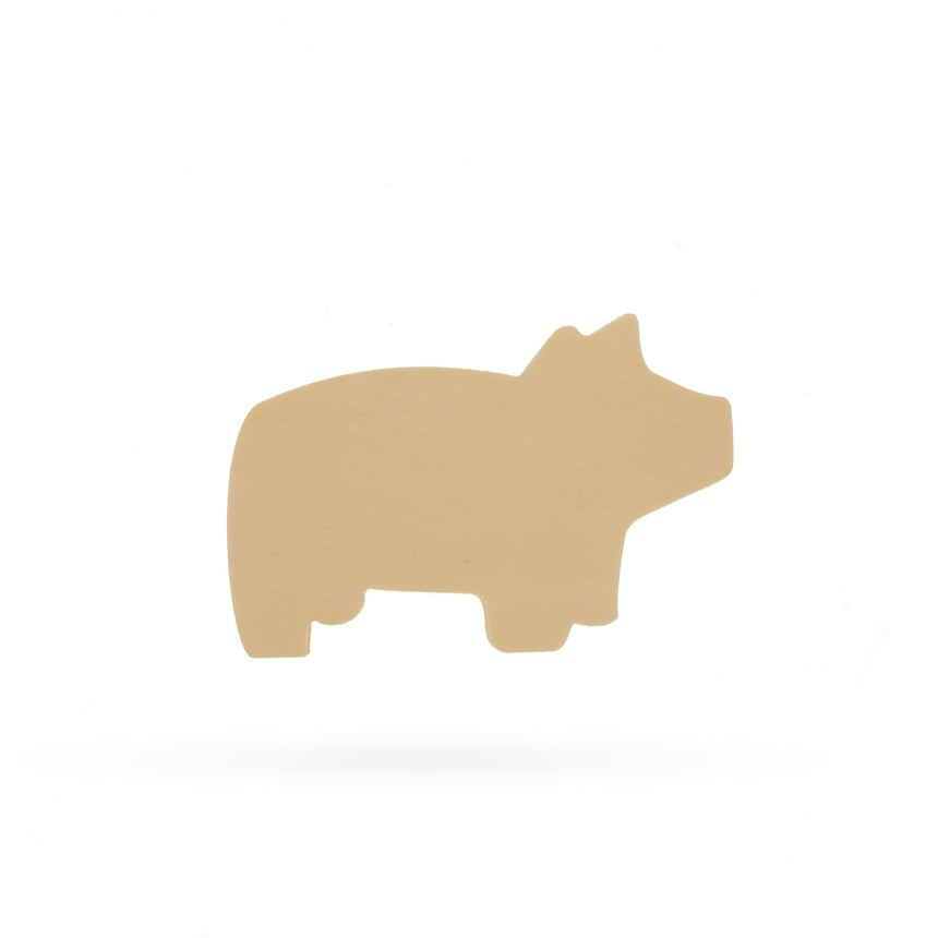 Wood Unfinished Wooden Pig Shape Cutout DIY Craft 5.5 Inches in Beige color Letters