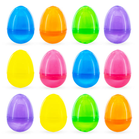 Plastic Set of 12 Iridescent Plastic Eggs 2.25 Inches in Purple color Oval