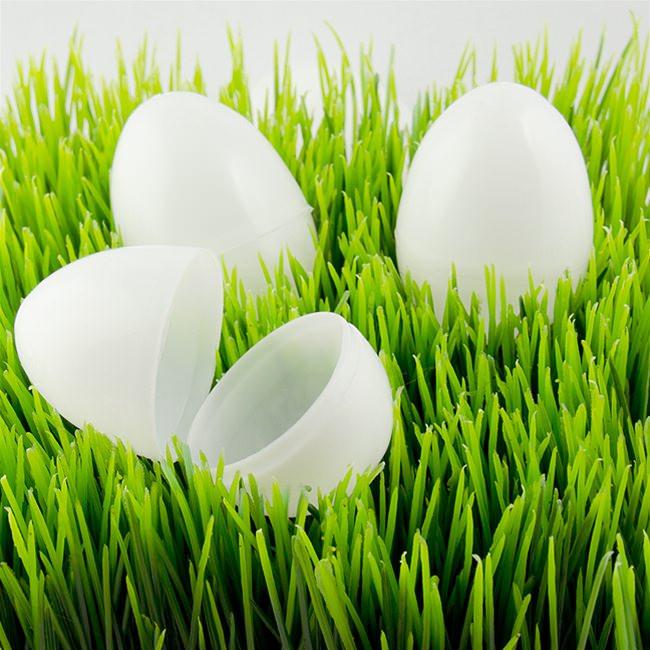 Set of 12 White Plastic Easter Eggs 2.25 Inches