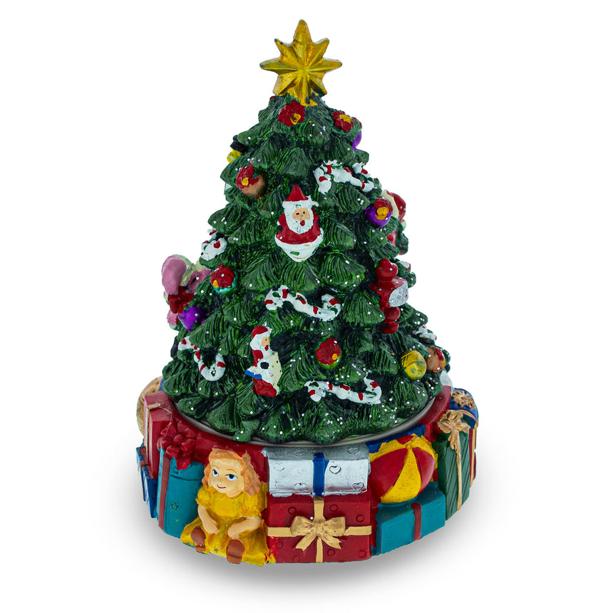 Shop Spinning Base Musical Figurine with Children Decorating Christmas Tree. Buy Musical Figurines Christmas Tree Multi Triangle Resin for Sale by Online Gift Shop BestPysanky Christmas water globe music box musical collectible figurine xmas decoration rotating animated spinning animated unique picture personalized cool wind up children's kids