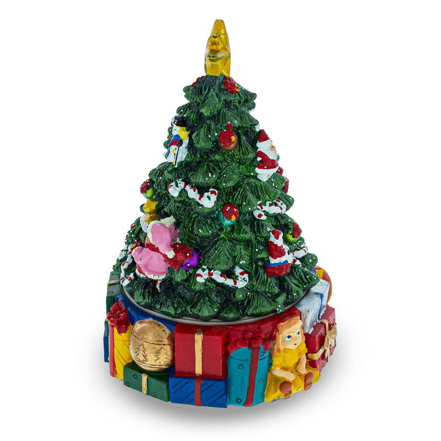 Spinning Base Musical Figurine with Children Decorating Christmas Tree ,dimensions in inches: 6.2 x 4.1 x 4.1